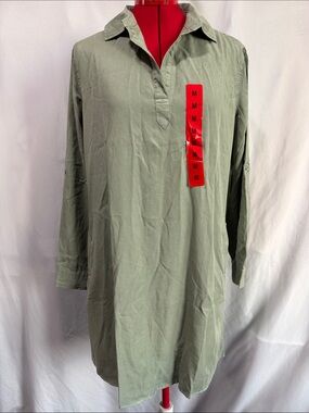 Como Vintage Olive Green Mini Shirt Dress